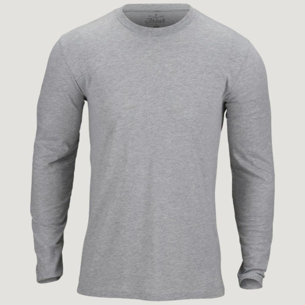 Men's Fresh Clean Tees Long Sleeve Crew Neck T-shirt in Grey, Size 3XL